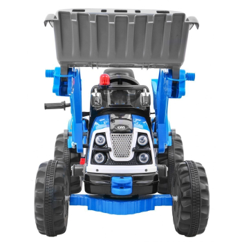 Spychacz na akumulator dla dzieci Traktor Niebieski + Ruchoma łyżka + Trąbka + Pasy + 2 prędkości